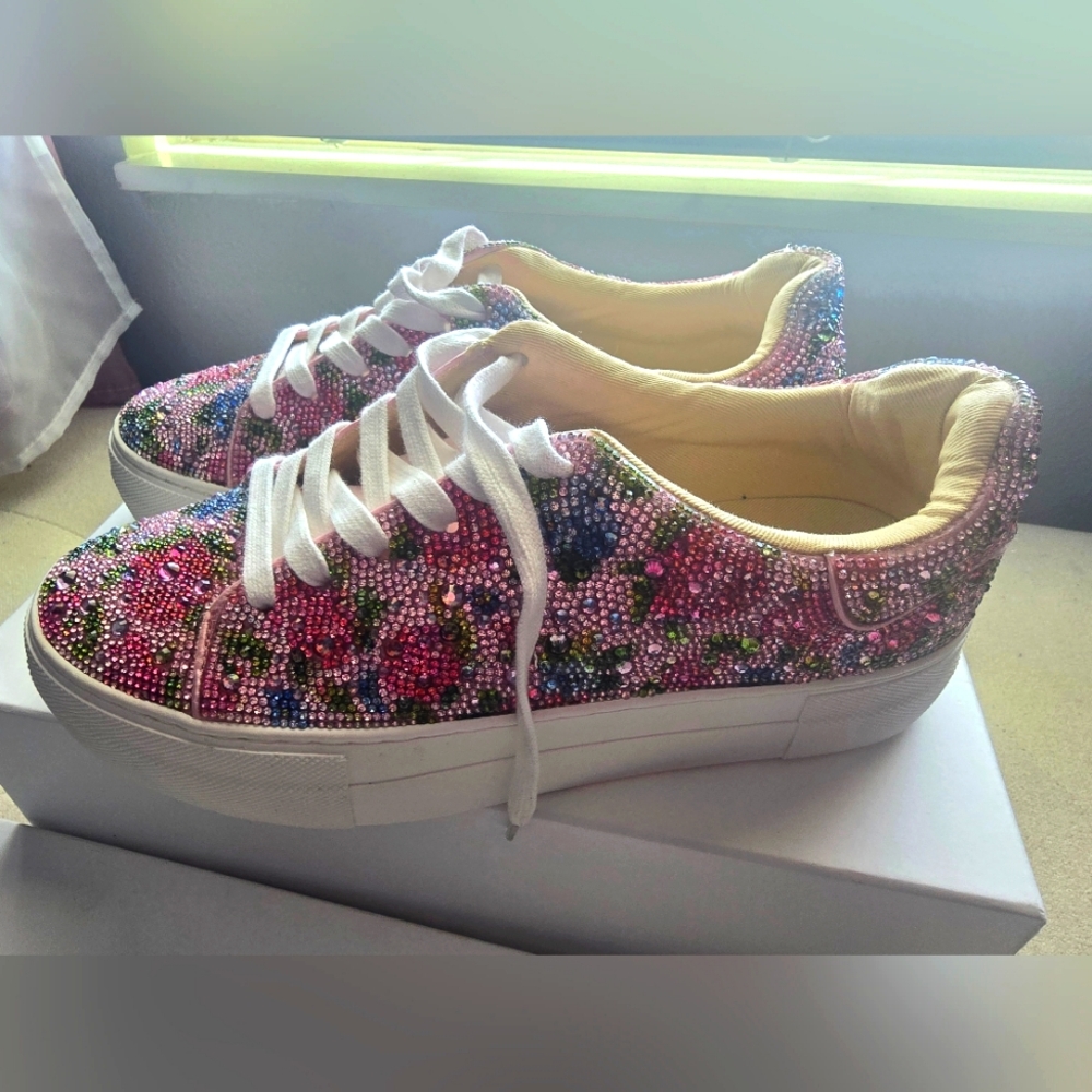 Betsey Johnson Pink Glitter Sneakers